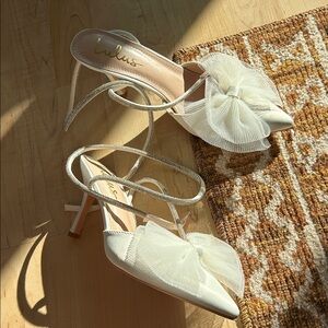 Lulu's off white Strappy Heels with Bow